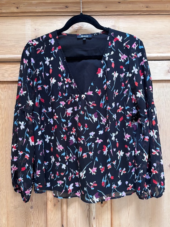 Madewell Tops - MADEWELL Floral V-Neck Long Sleeve Top Size M